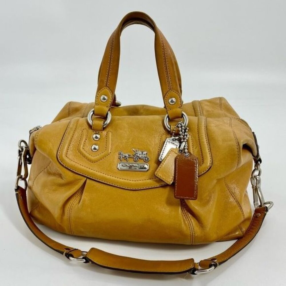 COACH Madison leather Audrey satchel Bag 14316 Tan Handbag 90s Y2K